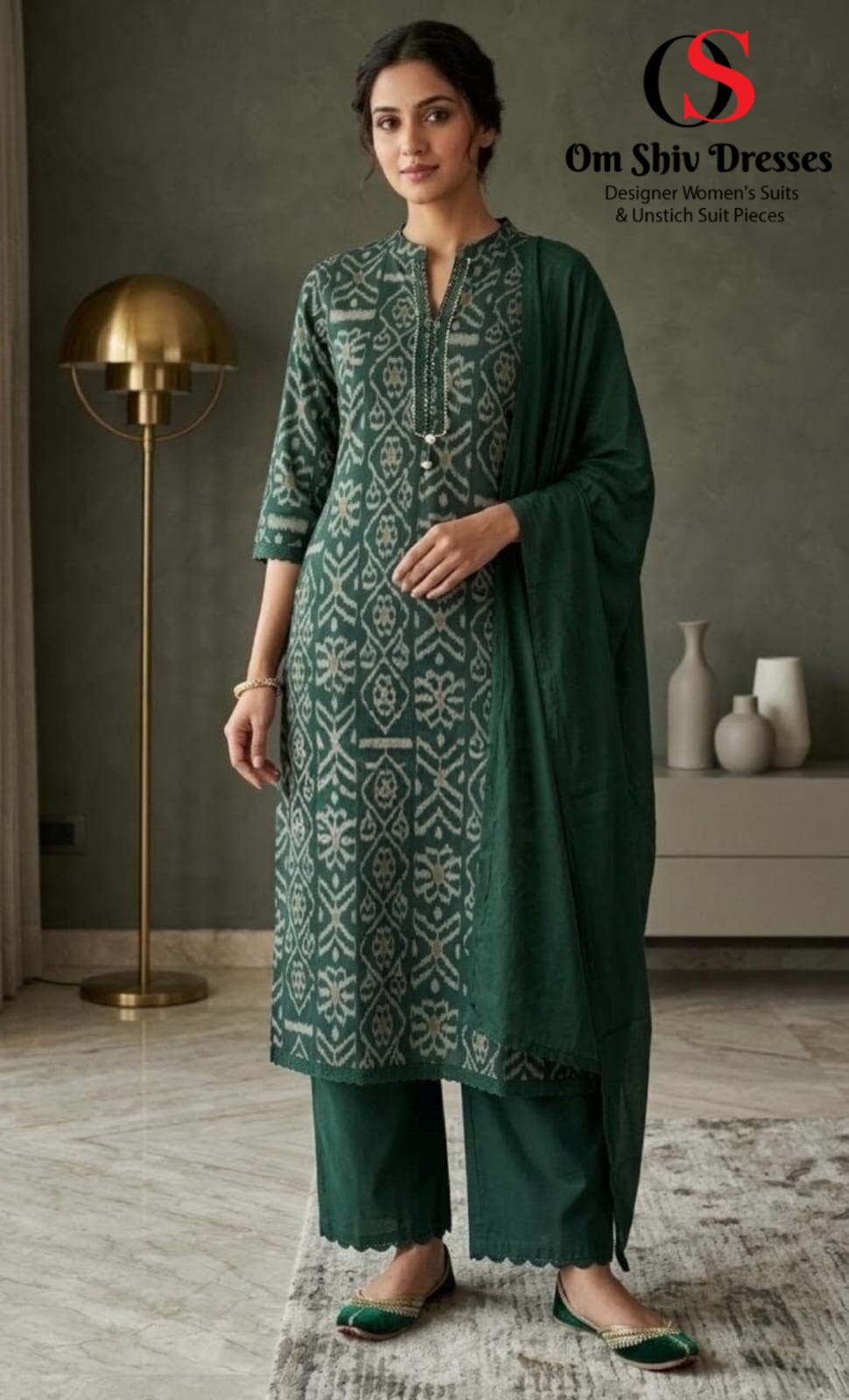 Ikkat Print Pure Cotton Office Wear 3piece Set