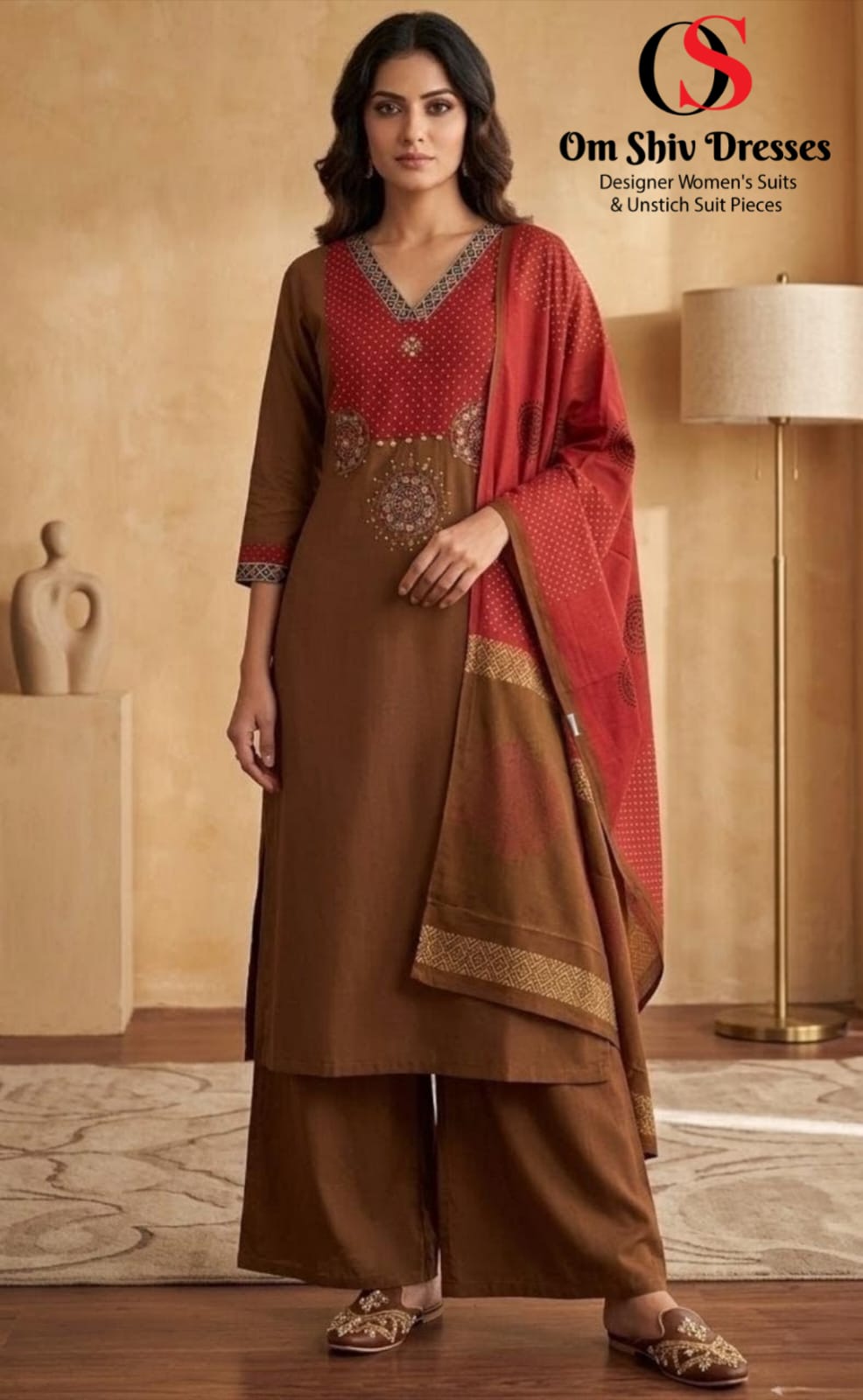 Pure Cotton A-Line Cut 3piece Plazo Set